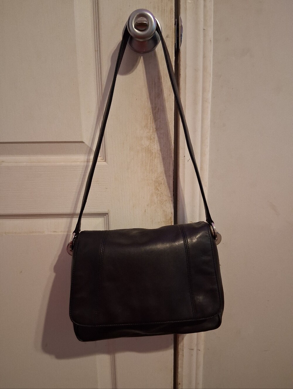 Worthington Black Authentic Leather Shoulder Bag